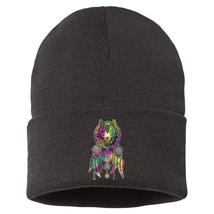 Dream Catcher Wolf Galaxy Sustainable Knit Beanie