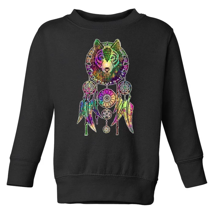 Dream Catcher Wolf Galaxy Toddler Sweatshirt