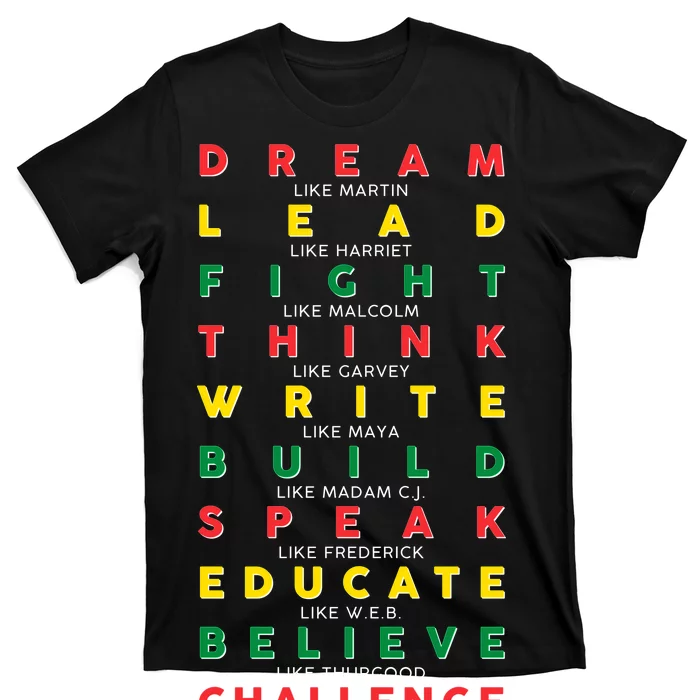 Dream Lead Fight Think Black History Month T-Shirt