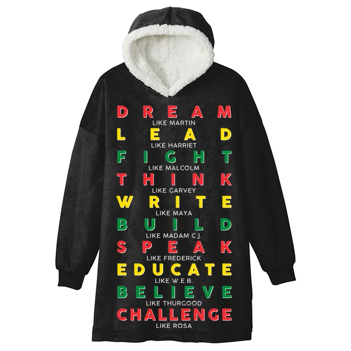 Dream Lead Fight Think Black History Month Hooded Wearable Blanket