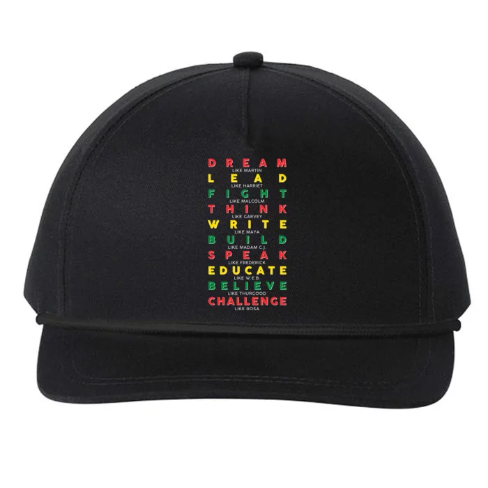 Dream Lead Fight Think Black History Month Snapback Five-Panel Rope Hat