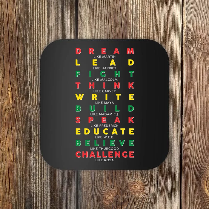 Dream Lead Fight Think Black History Month Coaster