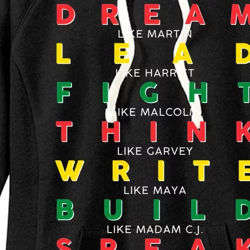 Dream Lead Fight Think Black History Month Women's Fleece Hoodie