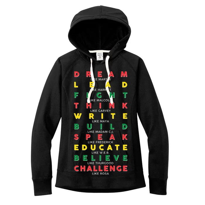 Dream Lead Fight Think Black History Month Women's Fleece Hoodie