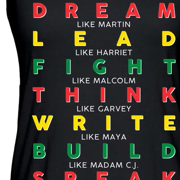 Dream Lead Fight Think Black History Month Ladies Essential Flowy Tank