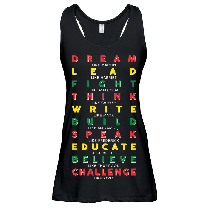 Dream Lead Fight Think Black History Month Ladies Essential Flowy Tank