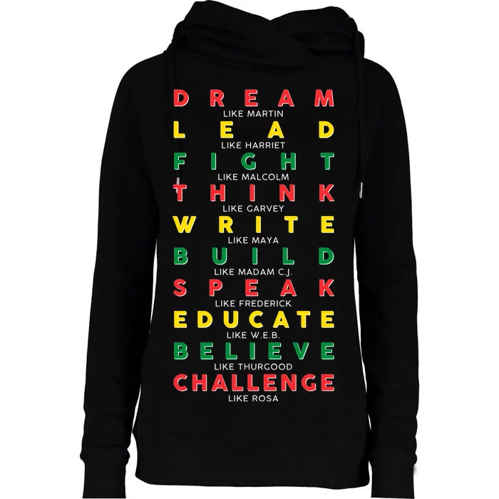 Dream Lead Fight Think Black History Month Womens Funnel Neck Pullover Hood