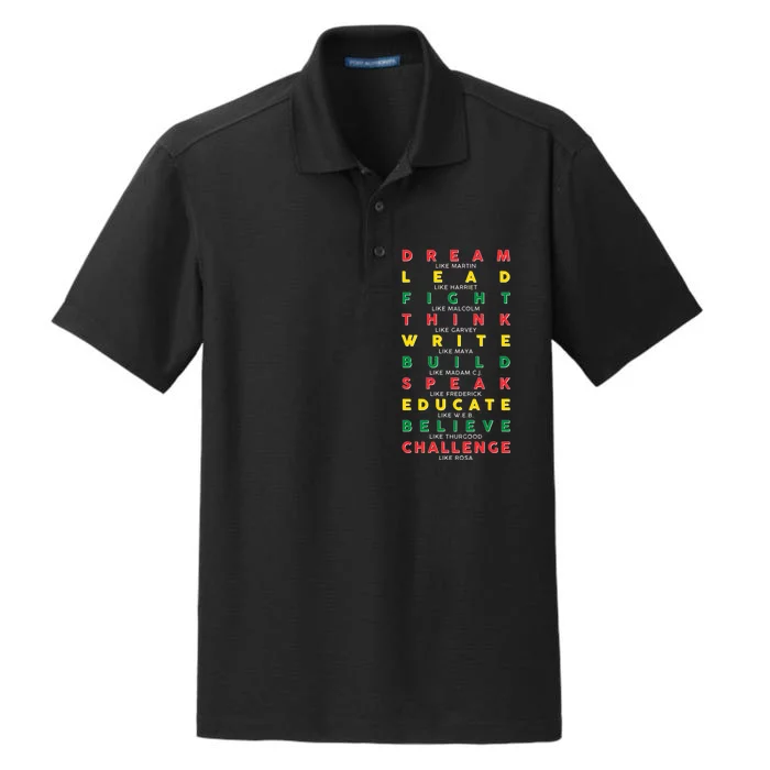 Dream Lead Fight Think Black History Month Dry Zone Grid Performance Polo