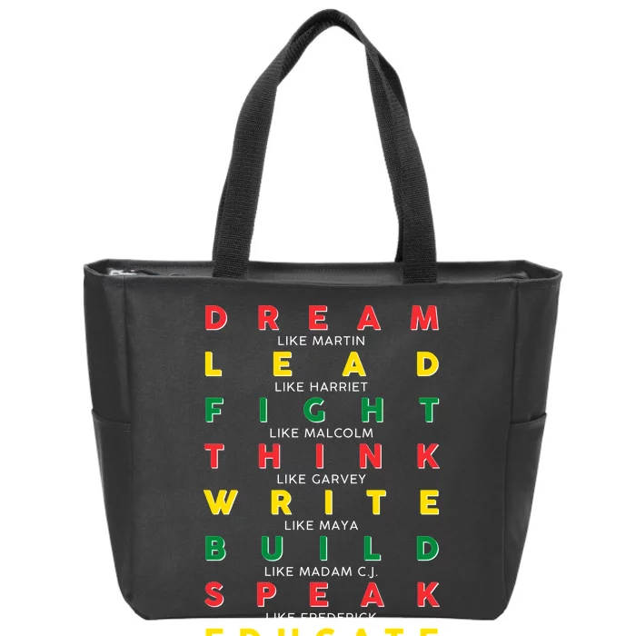 Dream Lead Fight Think Black History Month Zip Tote Bag