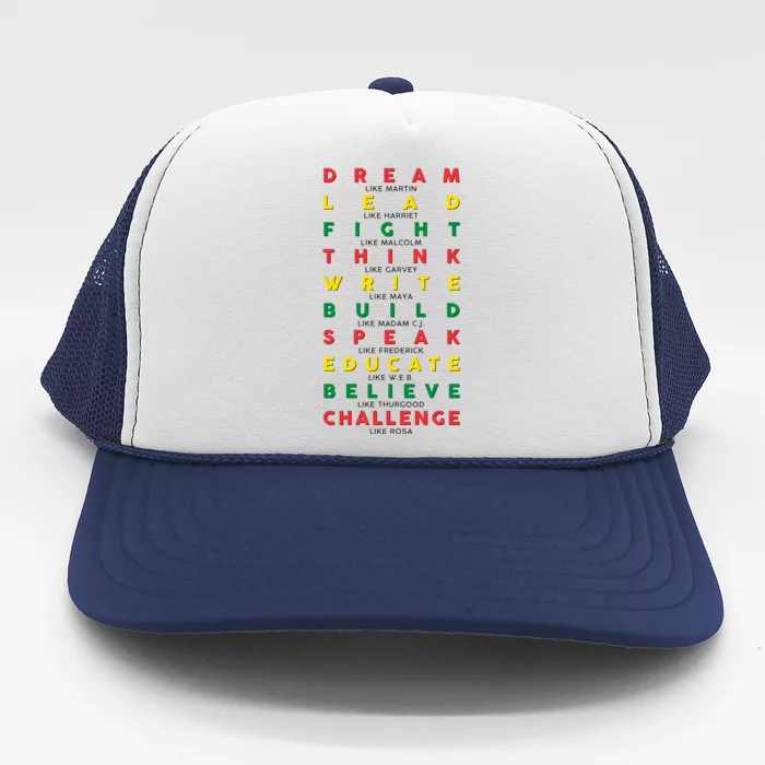 Dream Lead Fight Think Black History Month Trucker Hat