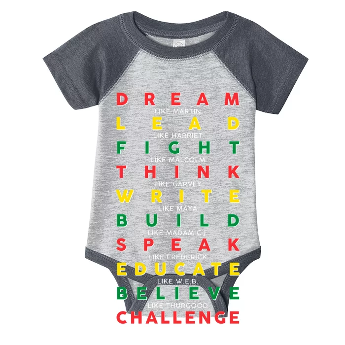 Dream Lead Fight Think Black History Month Infant Baby Jersey Bodysuit