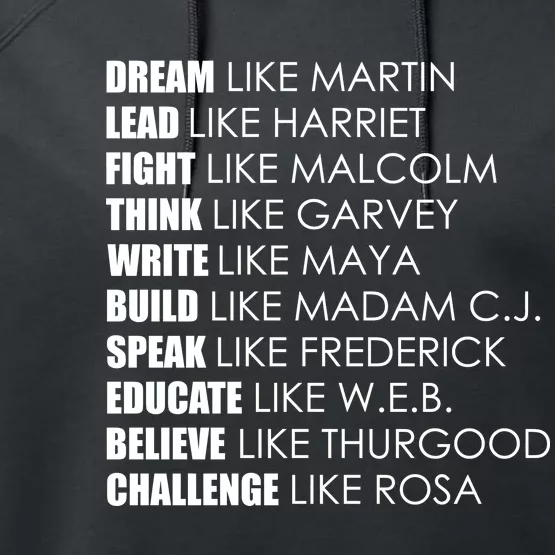 Dream Lead Fight Think Write Build Speak Educate Believe Challenge Performance Fleece Hoodie