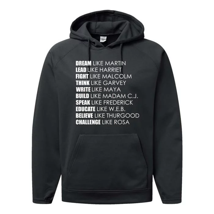 Dream Lead Fight Think Write Build Speak Educate Believe Challenge Performance Fleece Hoodie