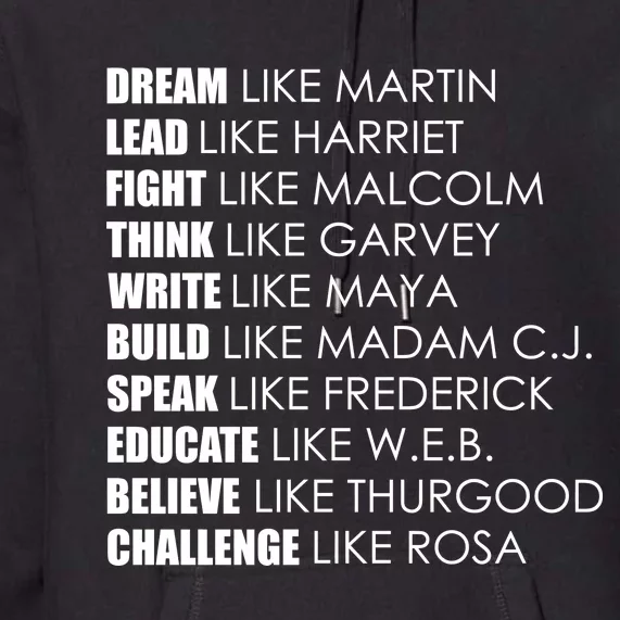 Dream Lead Fight Think Write Build Speak Educate Believe Challenge Premium Hoodie