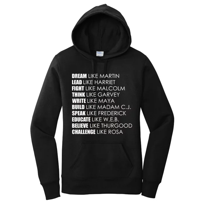 Dream Lead Fight Think Write Build Speak Educate Believe Challenge Women's Pullover Hoodie