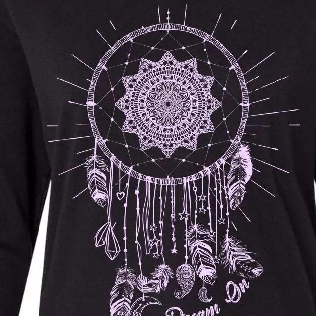 Dream On Native American Dream Catcher Womens Cotton Relaxed Long Sleeve T-Shirt