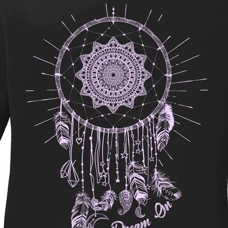 Dream On Native American Dream Catcher Ladies Long Sleeve Shirt