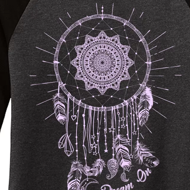 Dream On Native American Dream Catcher Women's Tri-Blend 3/4-Sleeve Raglan Shirt