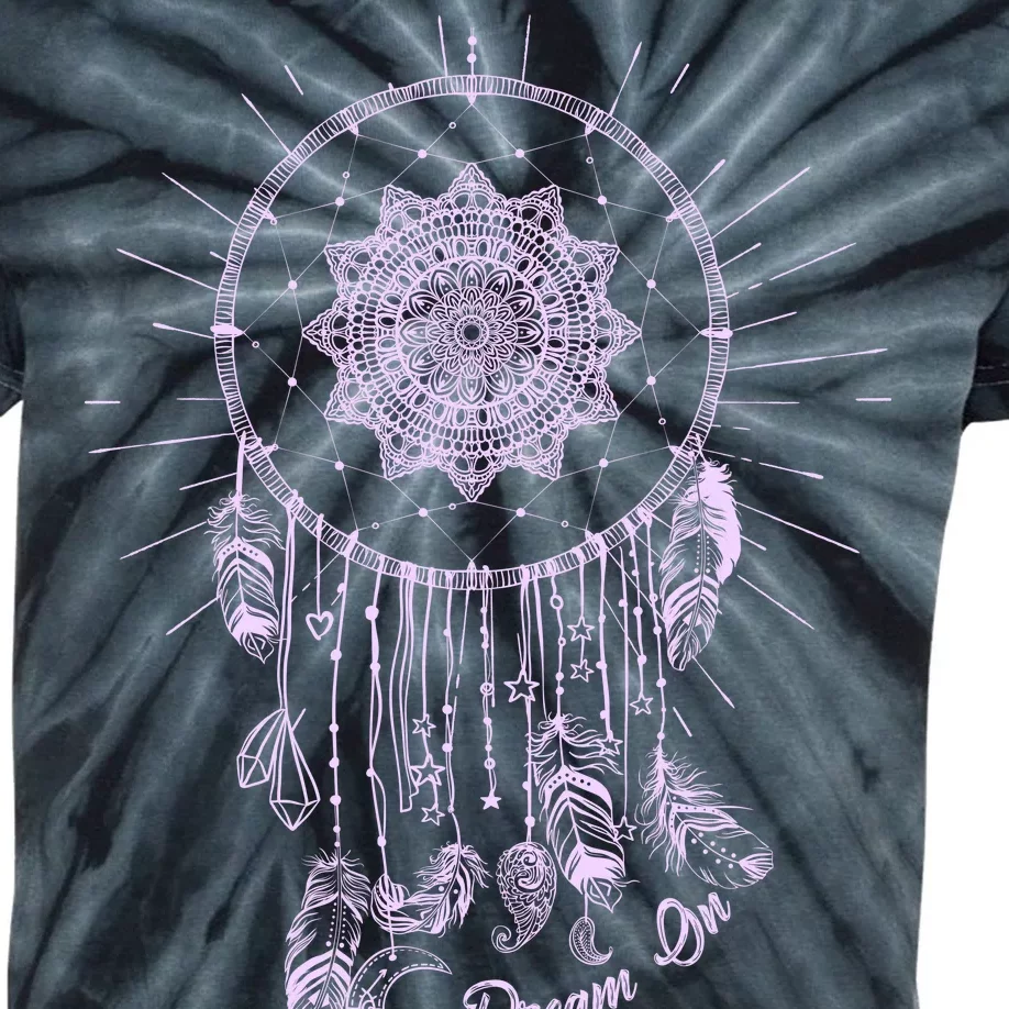 Dream On Native American Dream Catcher Kids Tie-Dye T-Shirt