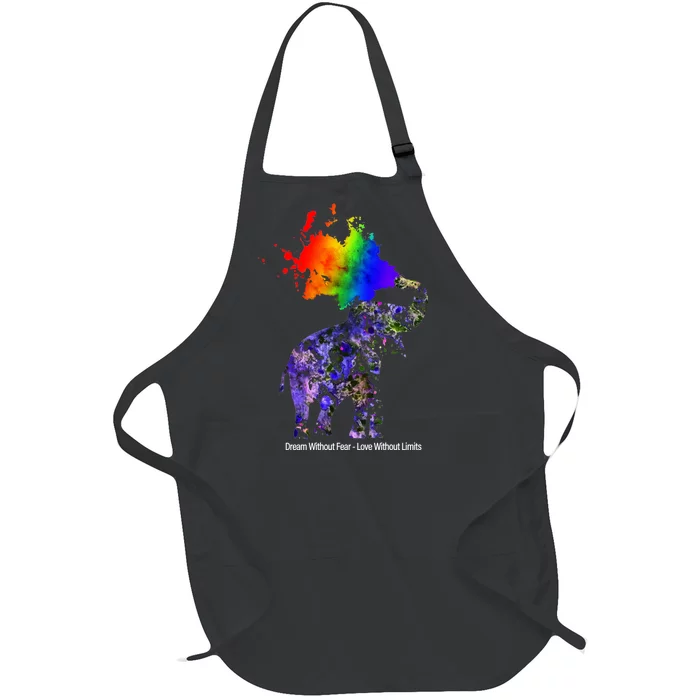 Dream Without Fear Elephant LGBT Full-Length Apron With Pocket