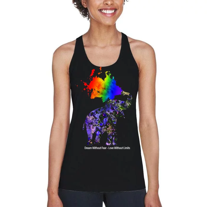 Dream Without Fear Elephant LGBT Women's Racerback Tank