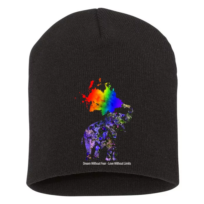 Dream Without Fear Elephant LGBT Short Acrylic Beanie