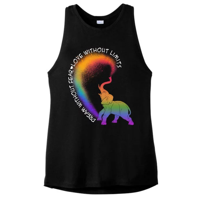 Dream Without Fear Love Without Limits LGBT Ladies Tri-Blend Wicking Tank