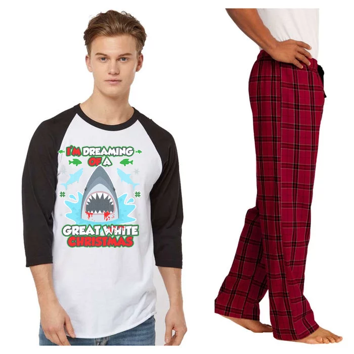 Dreaming of a Great White Shark Ugly Christmas Raglan Sleeve Pajama Set