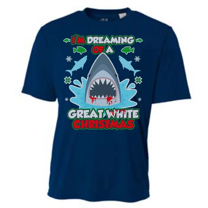 Dreaming of a Great White Shark Ugly Christmas Cooling Performance Crew T-Shirt