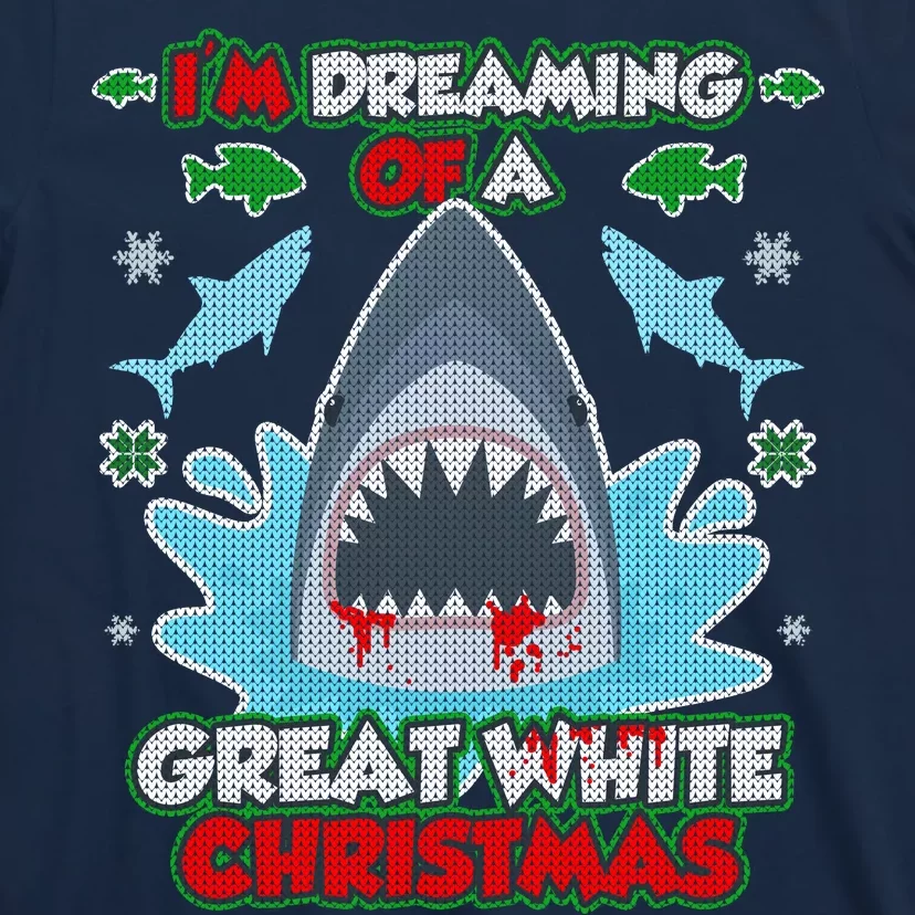 Dreaming of a Great White Shark Ugly Christmas T-Shirt