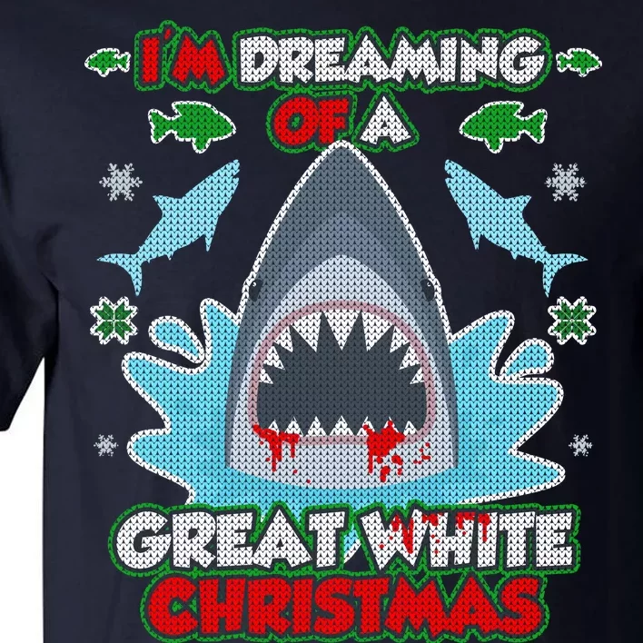 Dreaming of a Great White Shark Ugly Christmas Tall T-Shirt