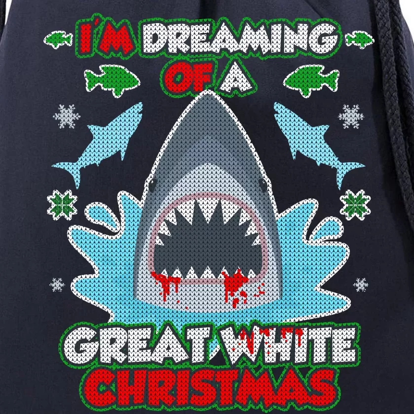 Dreaming of a Great White Shark Ugly Christmas Drawstring Bag