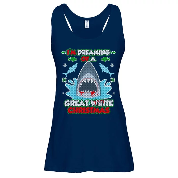 Dreaming of a Great White Shark Ugly Christmas Ladies Essential Flowy Tank