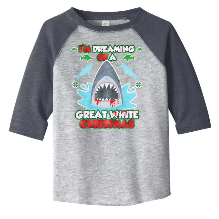 Dreaming of a Great White Shark Ugly Christmas Toddler Fine Jersey T-Shirt