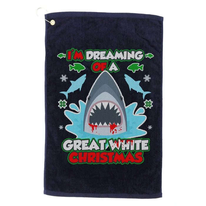 Dreaming of a Great White Shark Ugly Christmas Platinum Collection Golf Towel