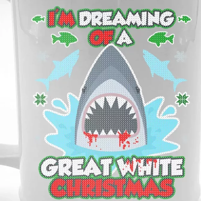 Dreaming of a Great White Shark Ugly Christmas Front & Back Beer Stein