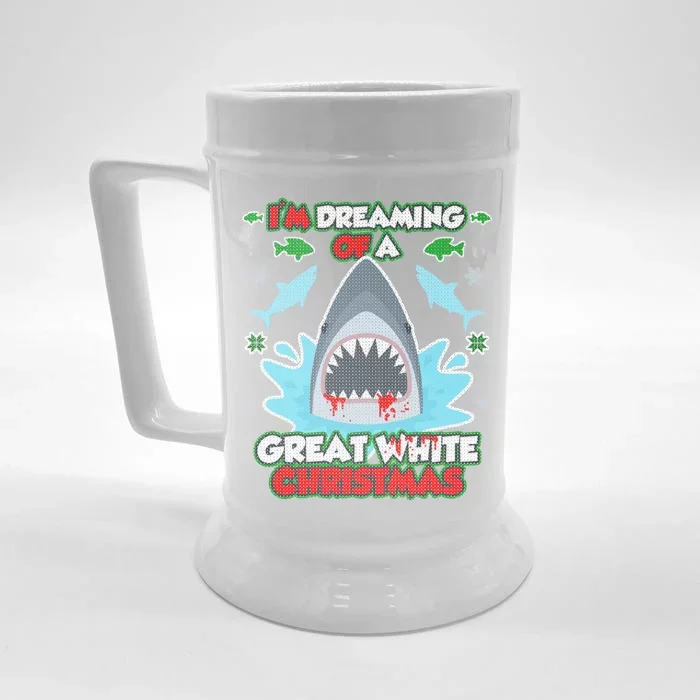 Dreaming of a Great White Shark Ugly Christmas Front & Back Beer Stein