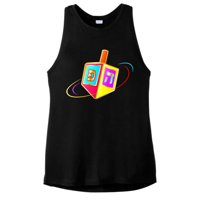 Dreidel Hanukkah Festival of Lights Ladies Tri-Blend Wicking Tank