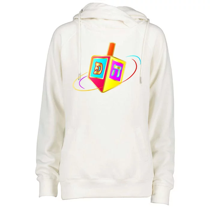 Dreidel Hanukkah Festival of Lights Womens Funnel Neck Pullover Hood