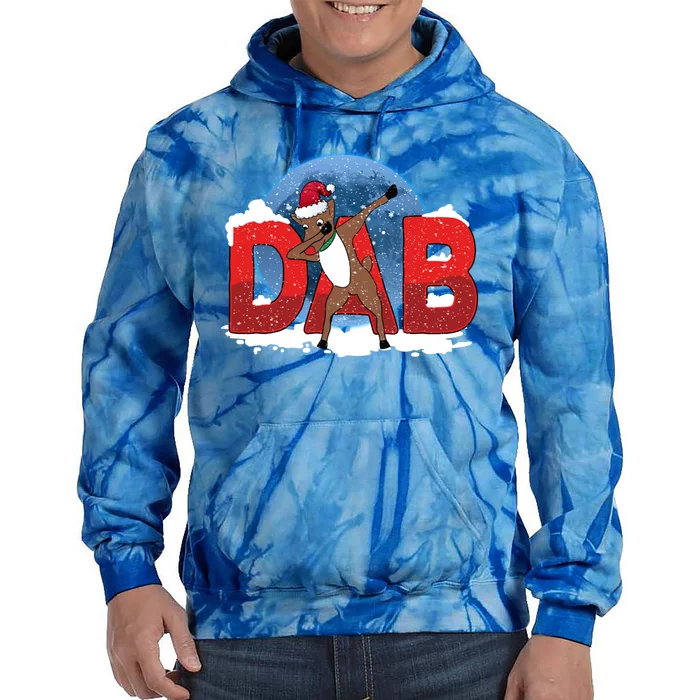 Dab Reindeer Funny Xmas Deer Dabbing Christmas Gift Tie Dye Hoodie