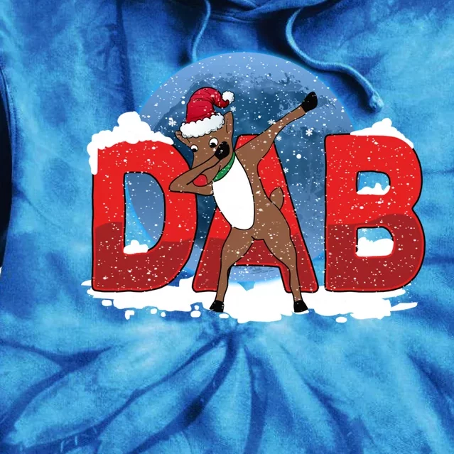 Dab Reindeer Funny Xmas Deer Dabbing Christmas Gift Tie Dye Hoodie