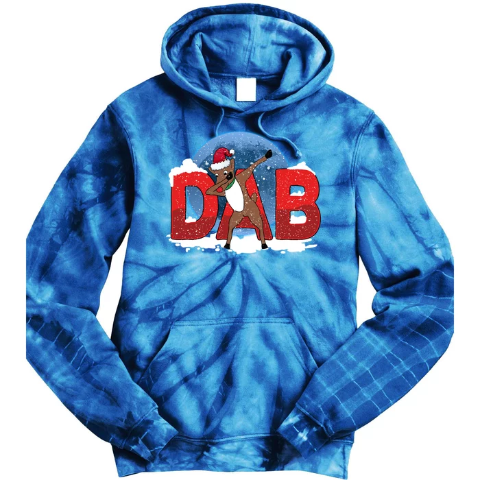 Dab Reindeer Funny Xmas Deer Dabbing Christmas Gift Tie Dye Hoodie