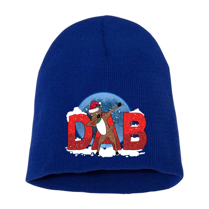 Dab Reindeer Funny Xmas Deer Dabbing Christmas Gift Short Acrylic Beanie