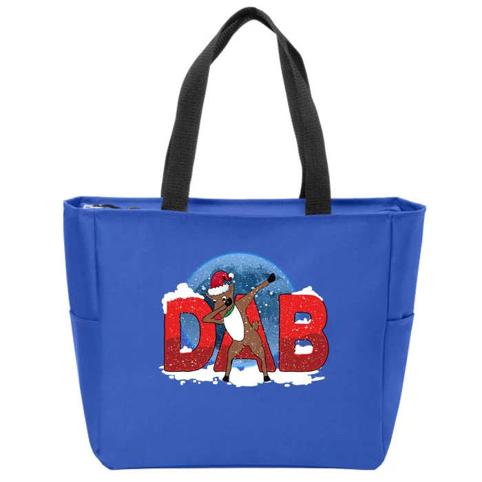 Dab Reindeer Funny Xmas Deer Dabbing Christmas Gift Zip Tote Bag