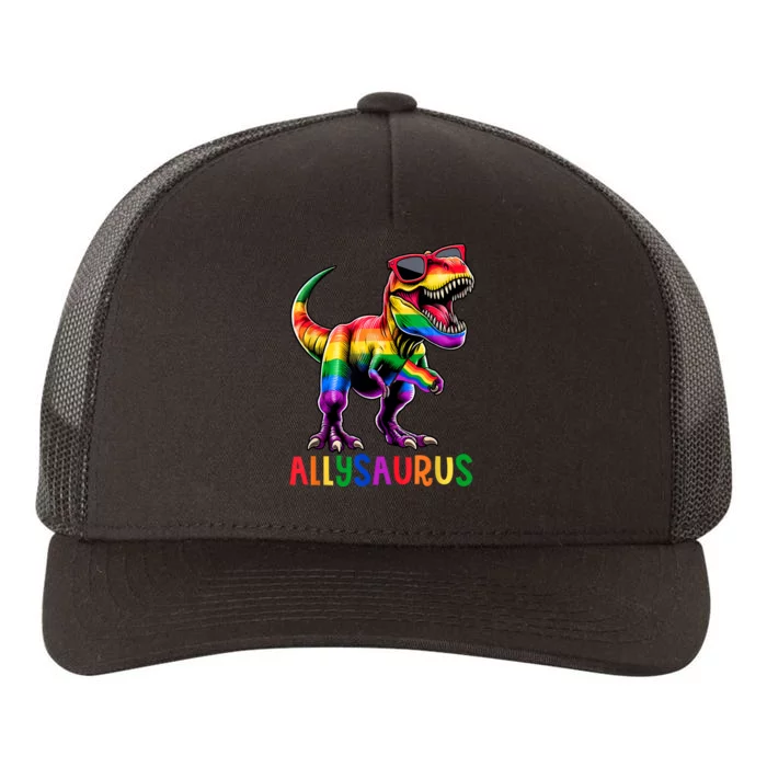 Dinosaur Rainbow Flag Ally Lgbt Allysaurus Lgbt Pride Yupoong Adult 5-Panel Trucker Hat