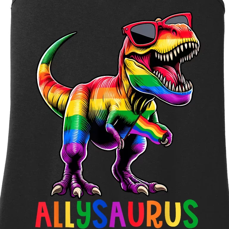 Dinosaur Rainbow Flag Ally Lgbt Allysaurus Lgbt Pride Ladies Essential Tank