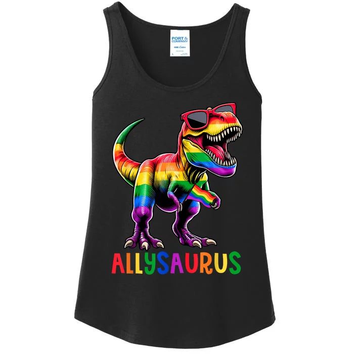 Dinosaur Rainbow Flag Ally Lgbt Allysaurus Lgbt Pride Ladies Essential Tank