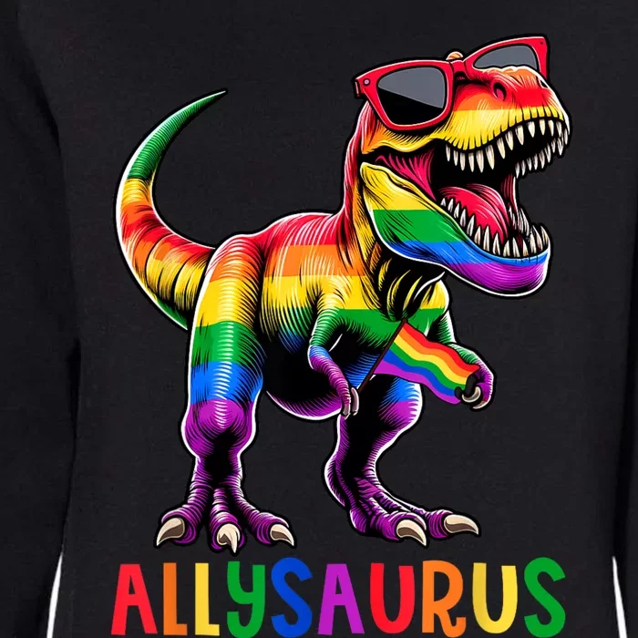 Dinosaur Rainbow Flag Ally Lgbt Allysaurus Lgbt Pride Womens California Wash Sweatshirt