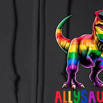 Dinosaur Rainbow Flag Ally Lgbt Allysaurus Lgbt Pride Full Zip Hoodie