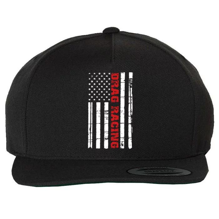 Drag Racing Flag Gift Street Drag Outlaws American Gift Wool Snapback Cap